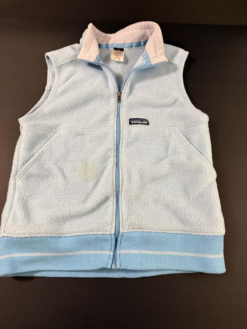 Patagonia Fleece Vest Size Kids' 12 Light Blue Full Zip